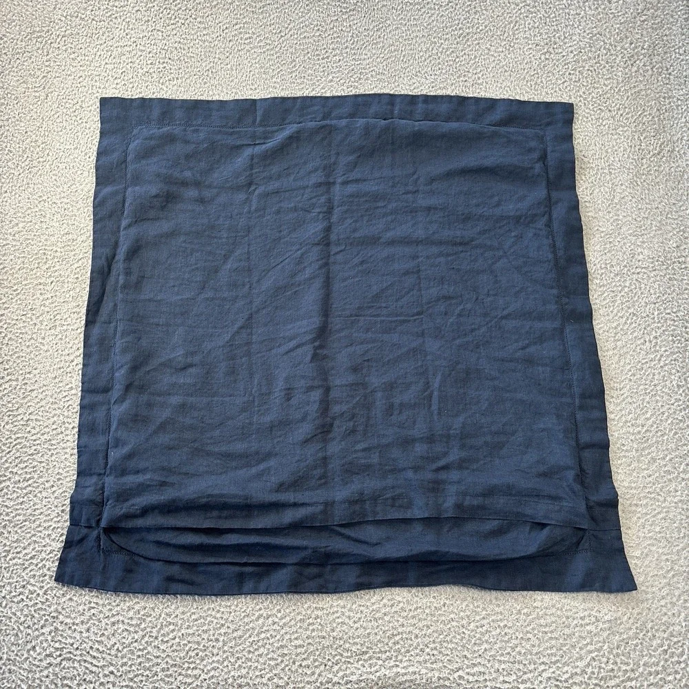 Pottery Barn Euro Sham 26x26 (1) Navy Blue 100% Linen Minimalist Coastal